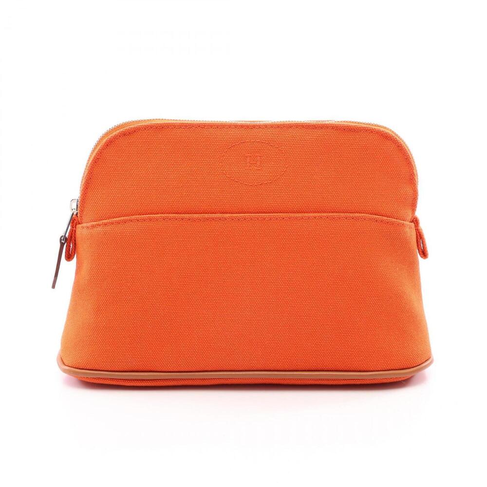 Hermes Bolide Pouch Mini Handbag Canvas Leather Women's Orange H104773M 02